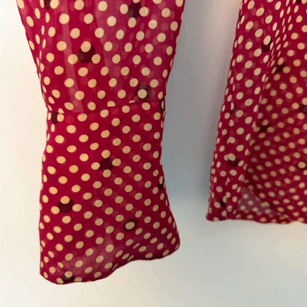 Johnny Was Silk Polka Dot Blouse Size Small Tear / Repair Needed - Picture 7 of 9